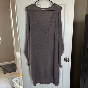 Free People V-Neck Sweater in Taupe